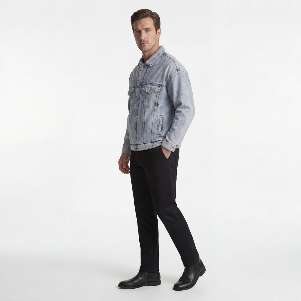Men's mixed cotton denim jacket – relaxed fit cut