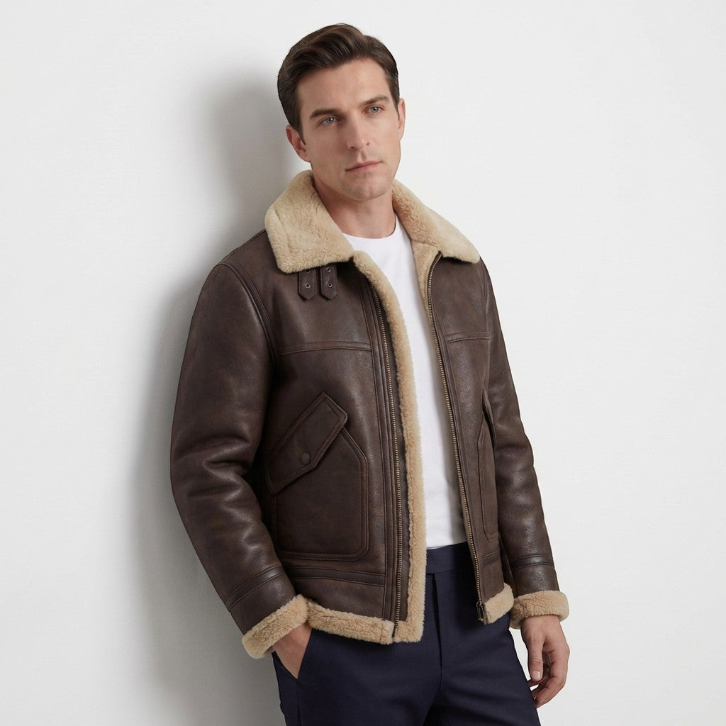 Men's lambswool fleece-lined jacket – relaxed fit