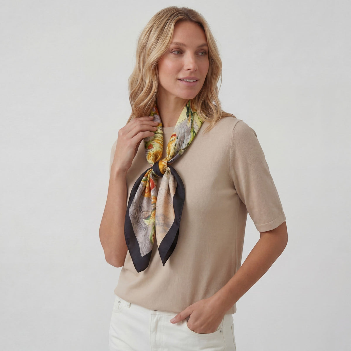 Women's Square Silk Satin Scarf – Elegant Versatile Scarf