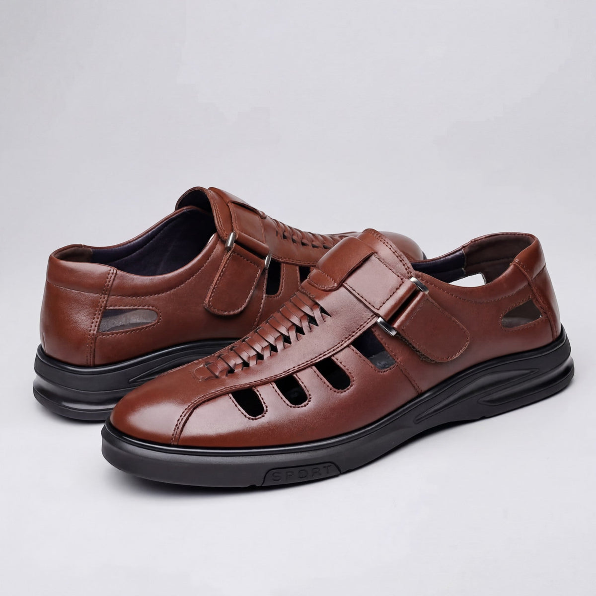 Men's closed cowhide leather sandals – Breathable fit and support
