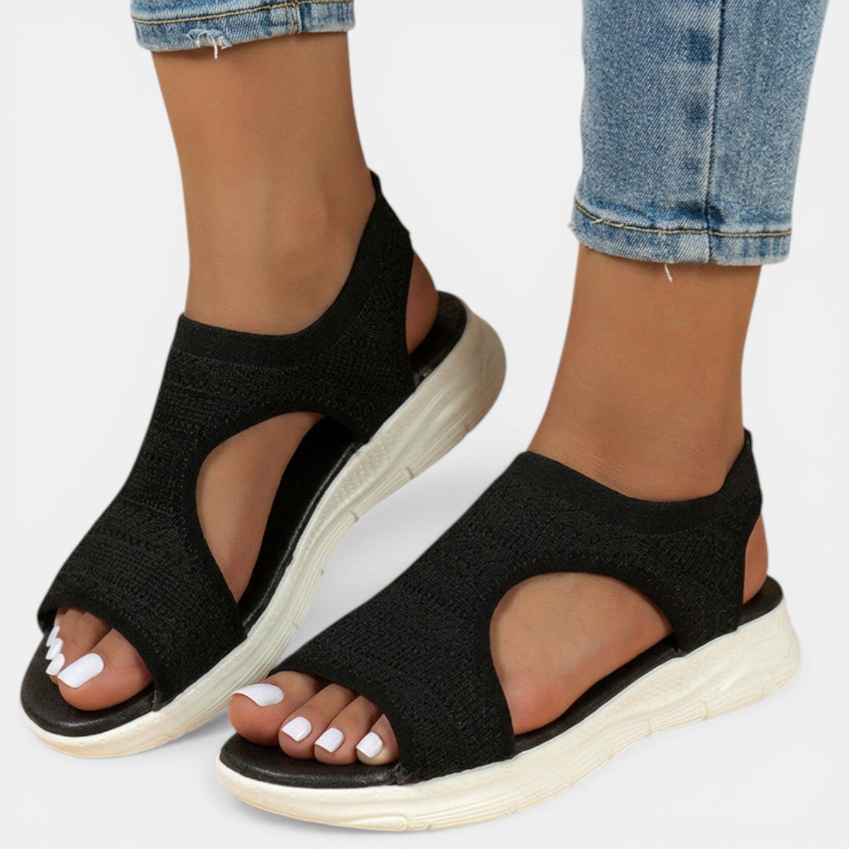Women's Orthopedic Slip-On Sandals – Soft Knit and Lightweight Sole