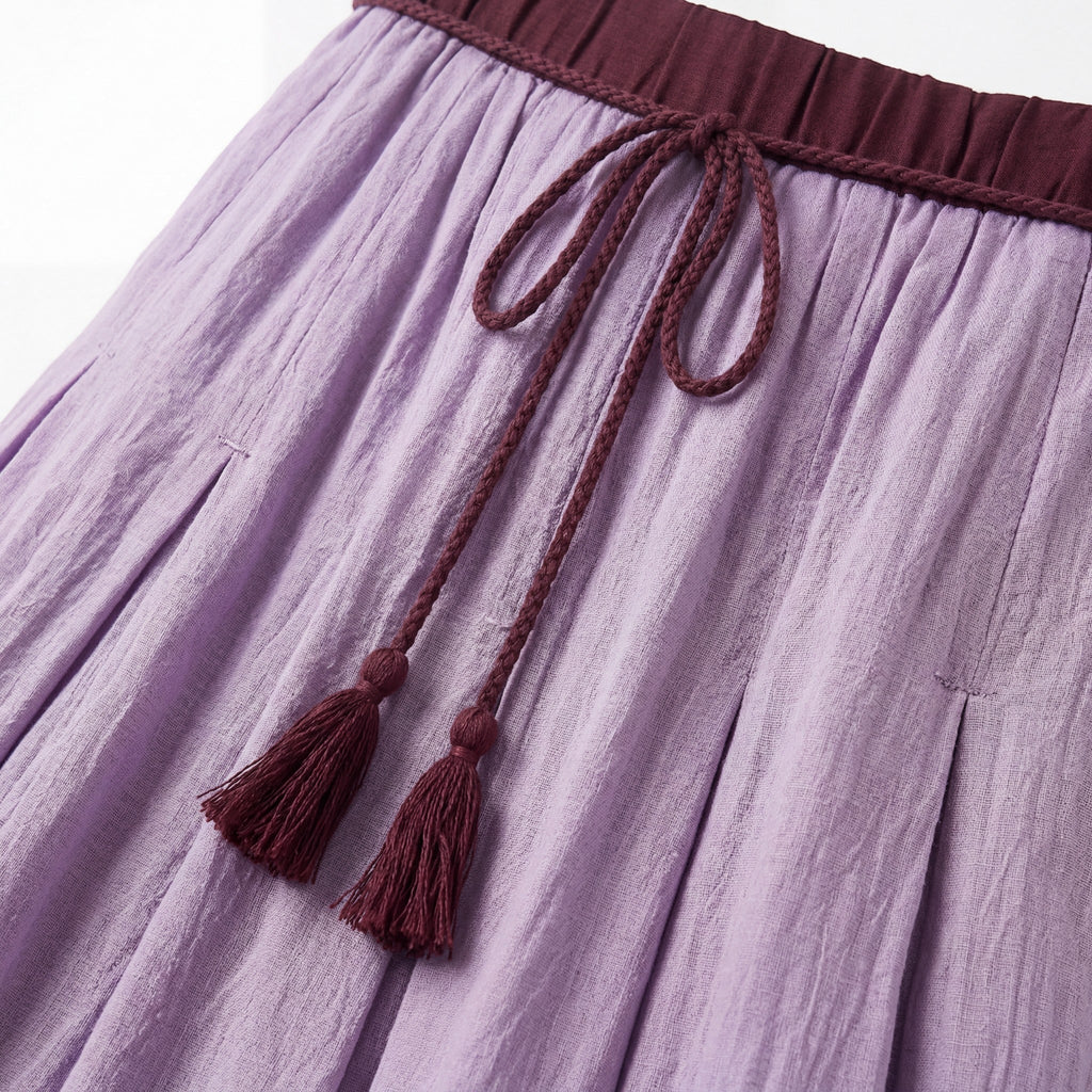 Women's linen midi skirt – Pleated flared cut