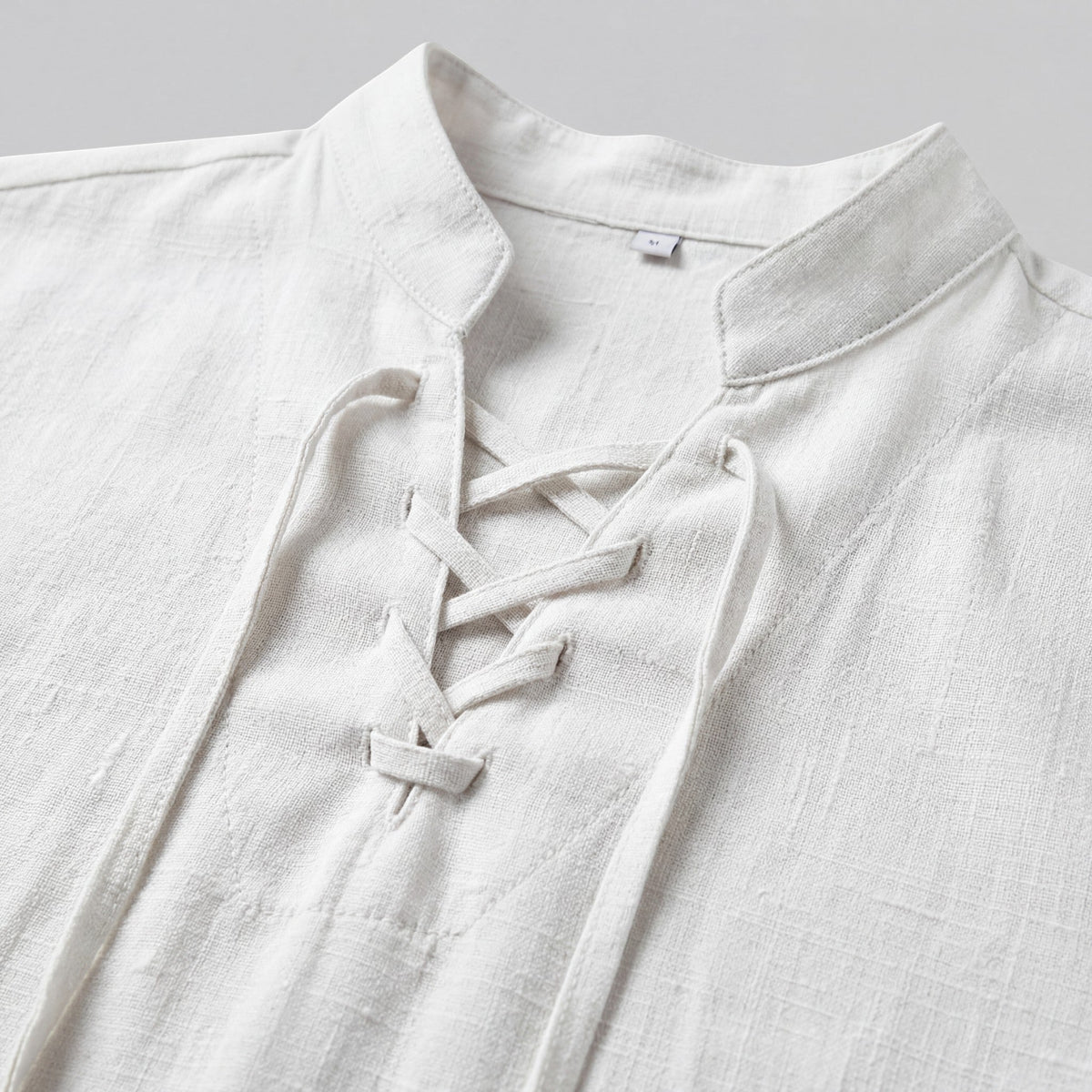 Men's linen stand-up collar lace-up shirt – Relaxed fit