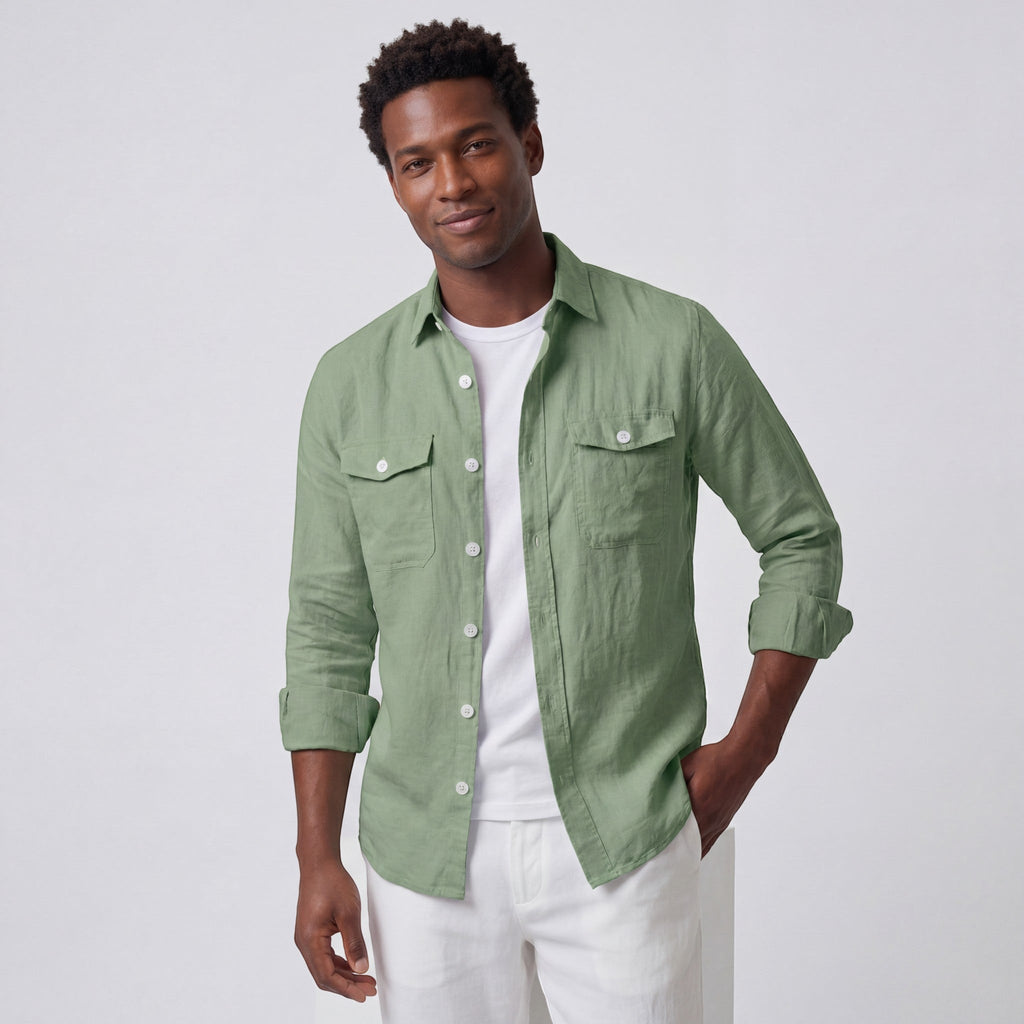 Men's long-sleeve linen shirt – Relaxed fit button-down