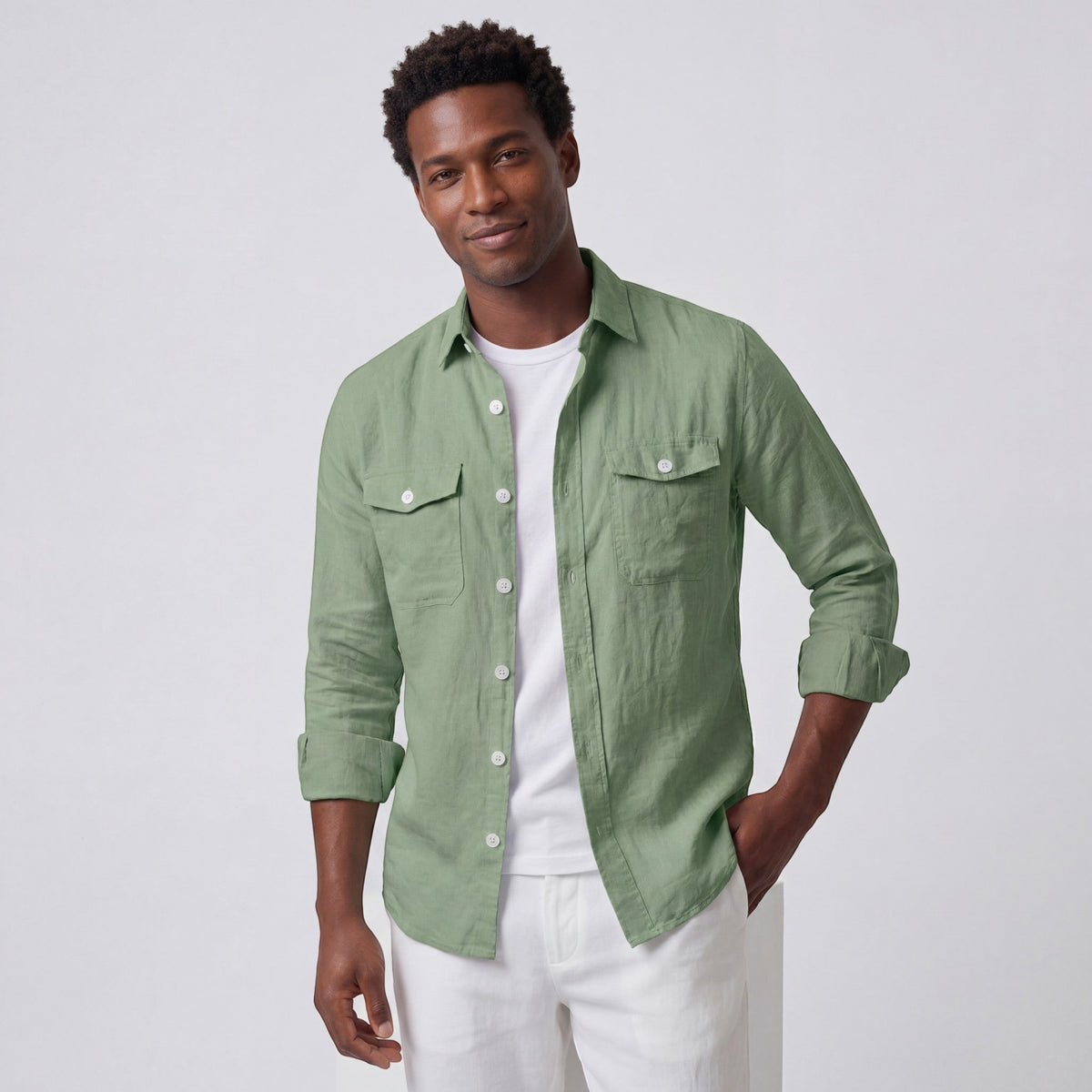 Men's long-sleeve linen shirt – Relaxed fit button-down