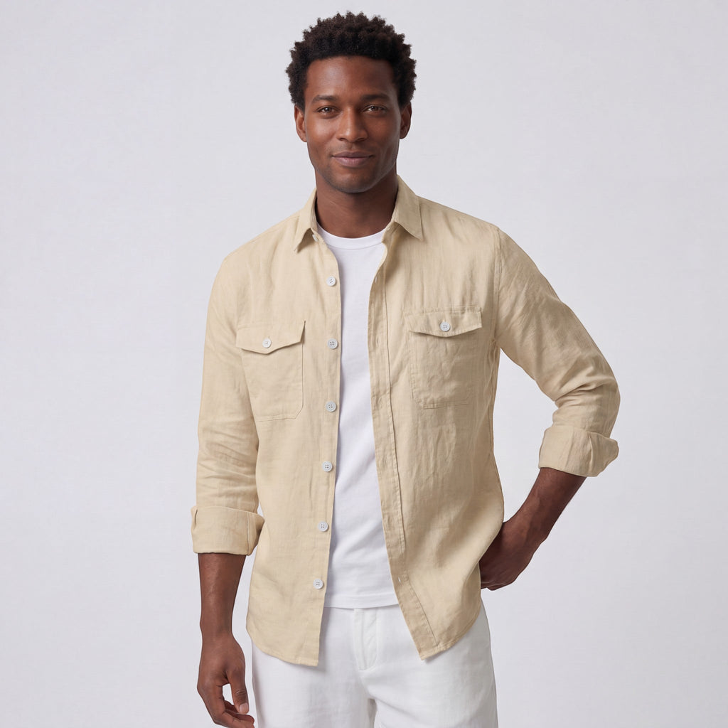 Men's long-sleeve linen shirt – Relaxed fit button-down