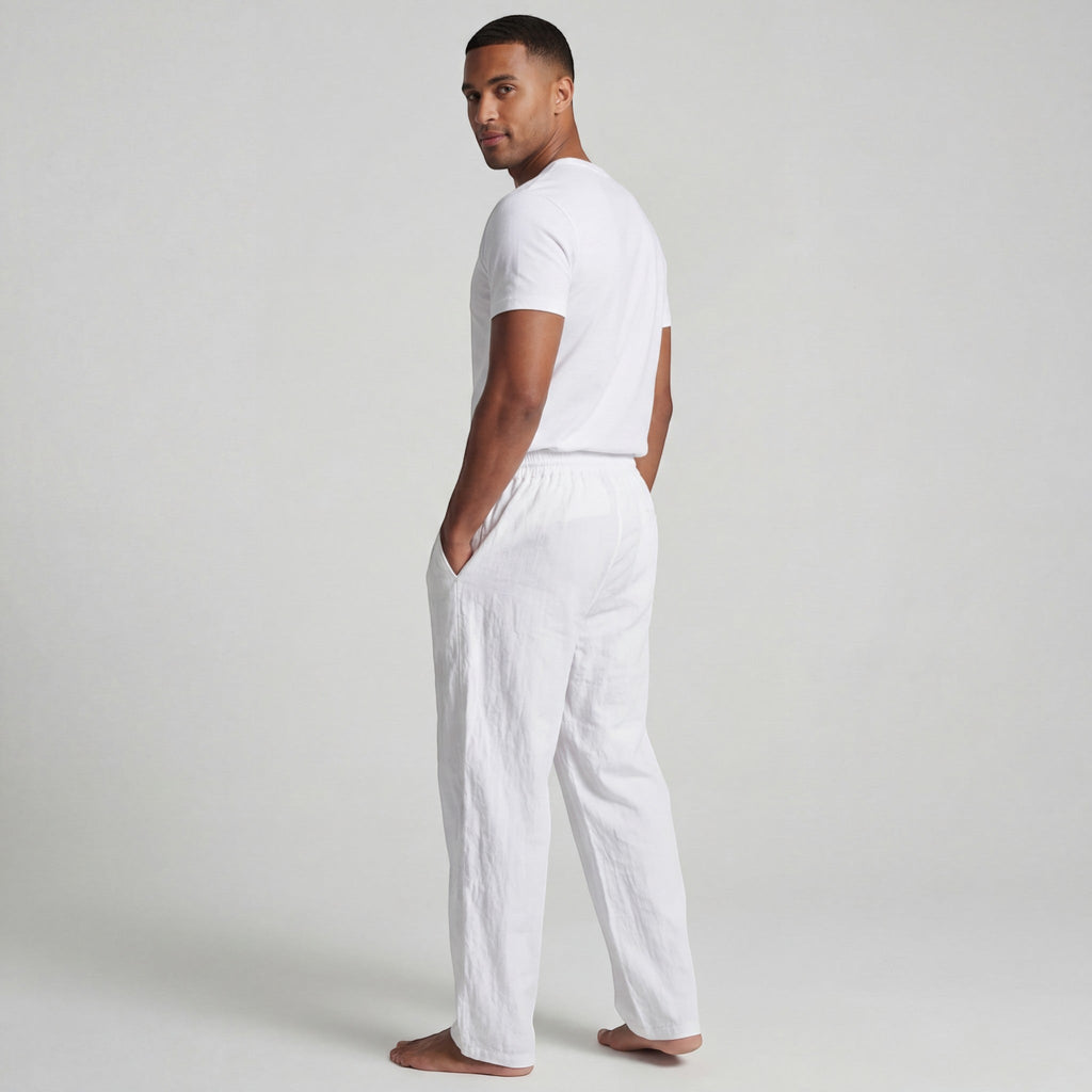 Men's linen drawstring trousers – Relaxed straight fit