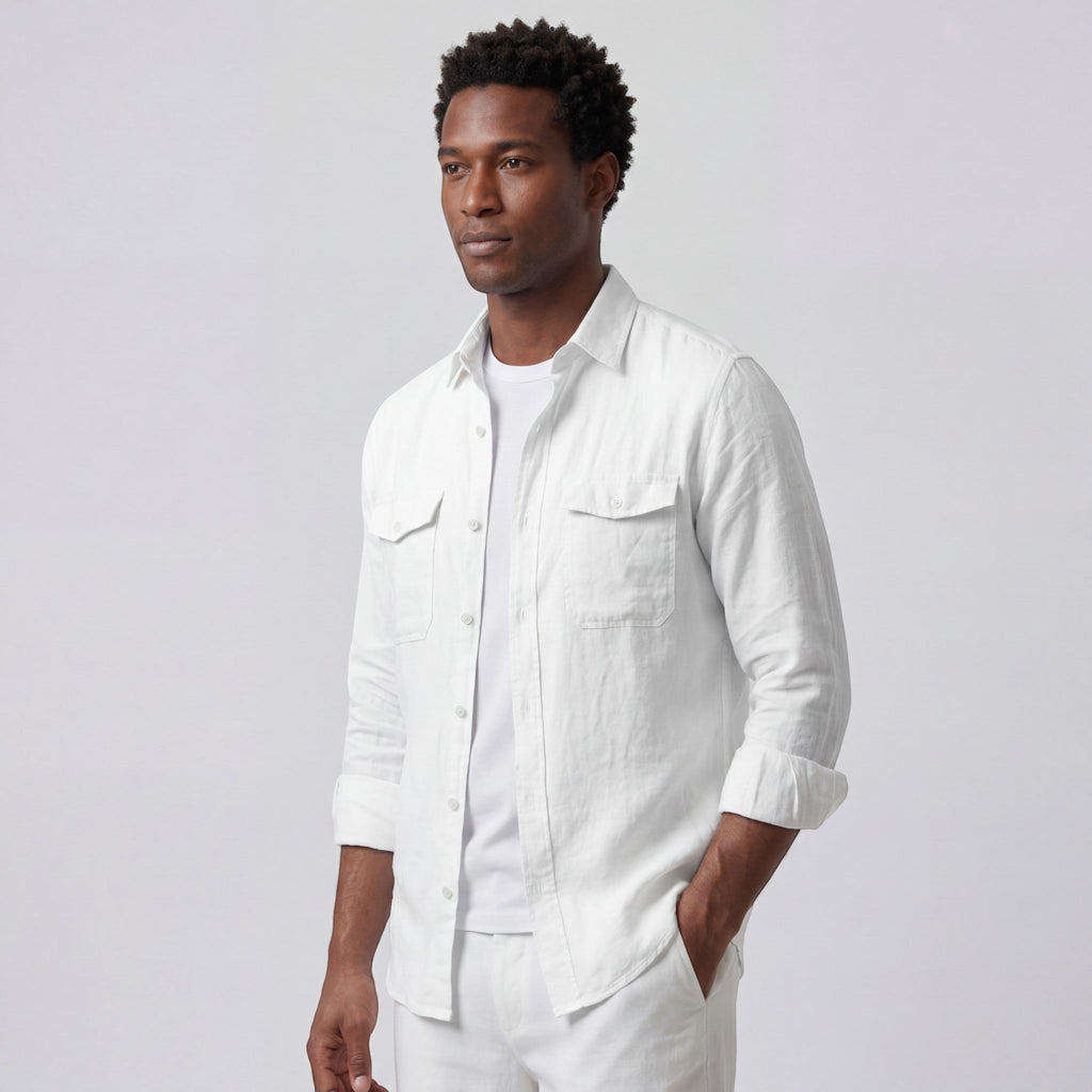 Men's long-sleeve linen shirt – Relaxed fit button-down