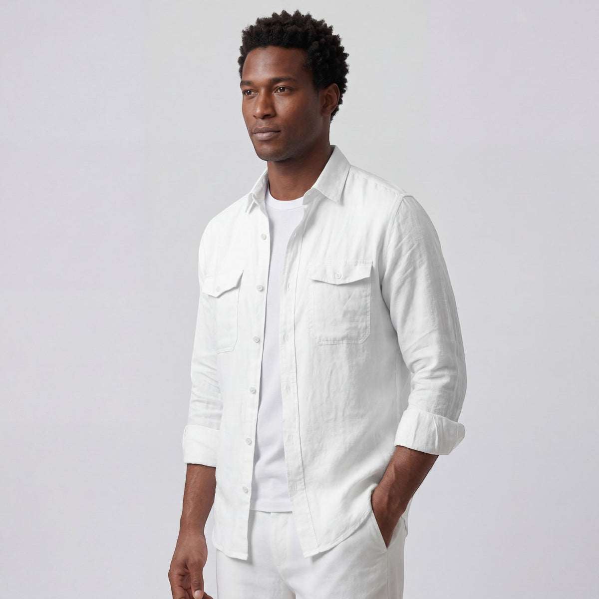 Men's long-sleeve linen shirt – Relaxed fit button-down