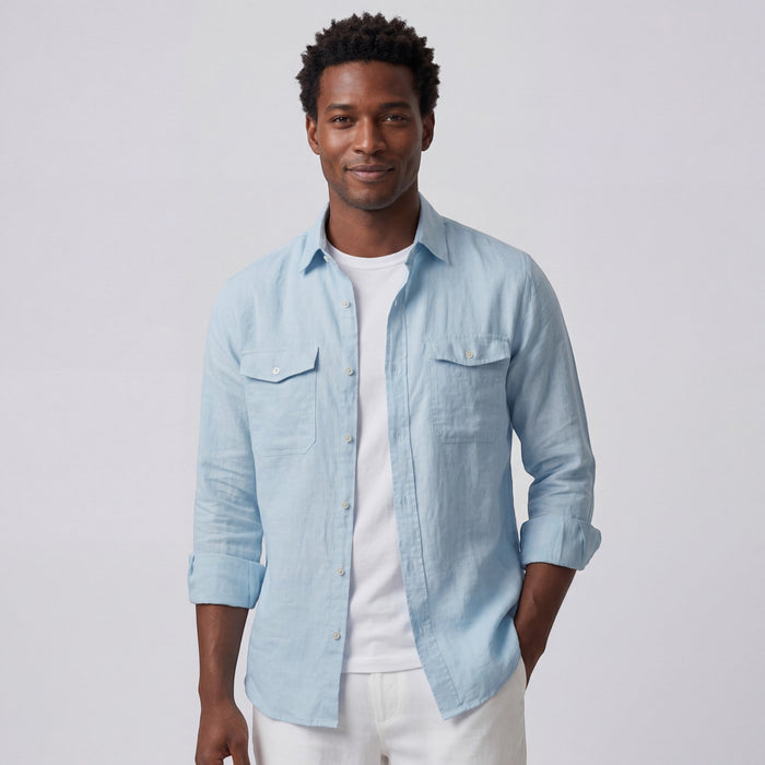 Men's long-sleeve linen shirt – Relaxed fit button-down