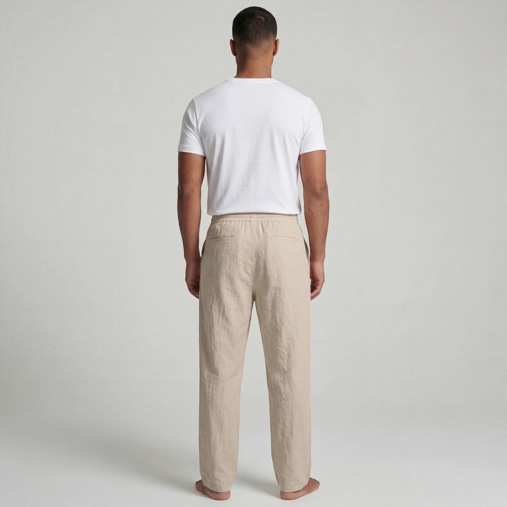 Men's linen drawstring trousers – Relaxed straight fit