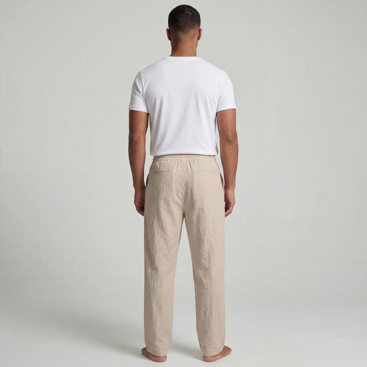 Men's linen drawstring trousers – Relaxed straight fit