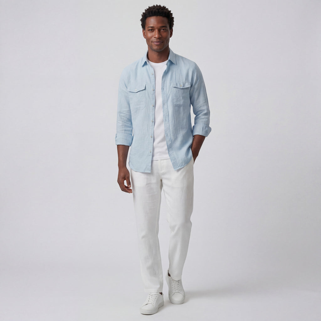 Men's long-sleeve linen shirt – Relaxed fit button-down
