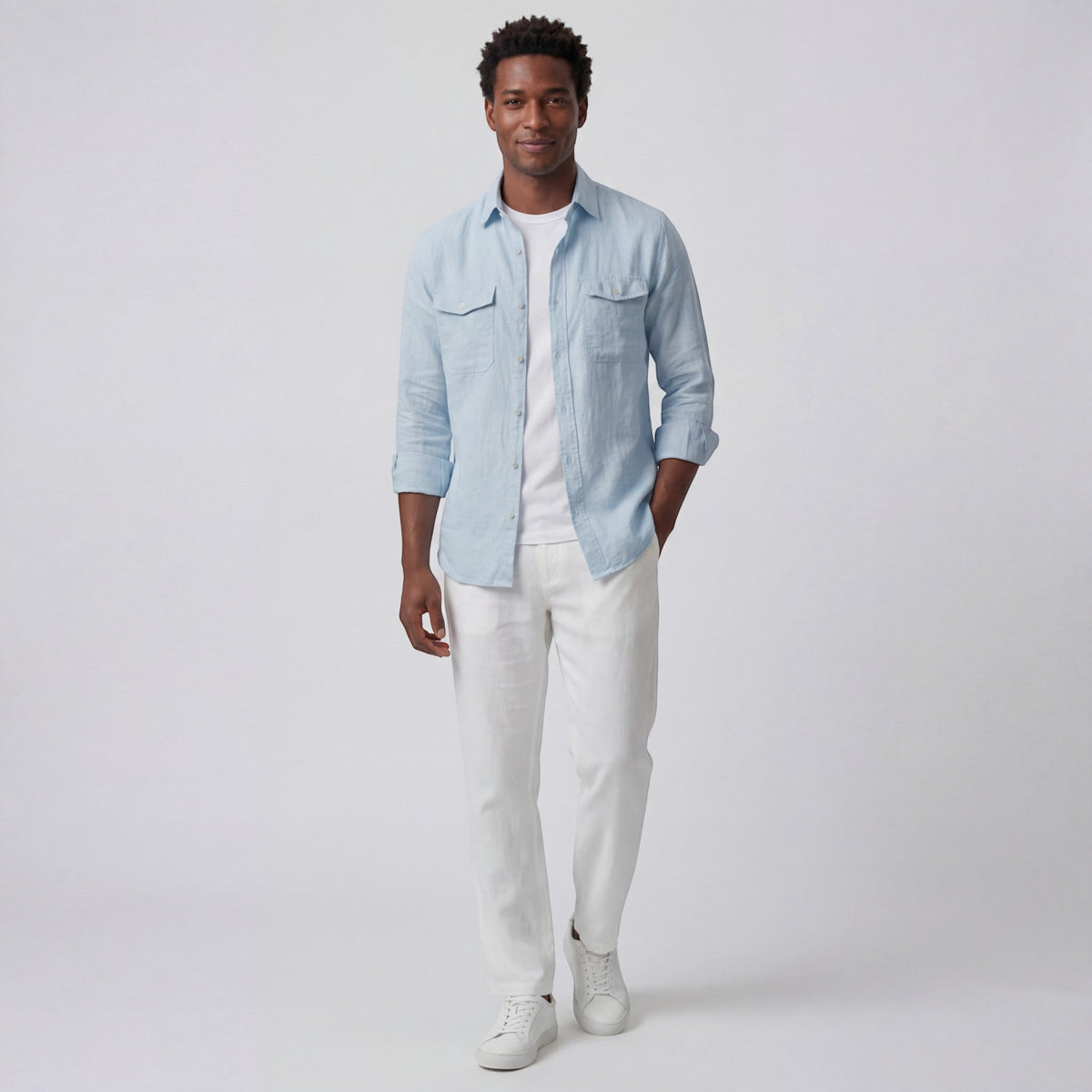 Men's long-sleeve linen shirt – Relaxed fit button-down