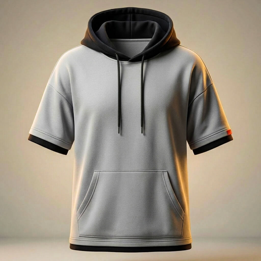 Men’s Cotton Hooded T-Shirt – Relaxed Oversized Streetwear Fit