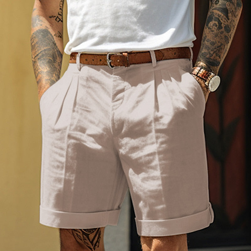 Men's Cotton Tailored Shorts – Straight Cut Relaxed Fit