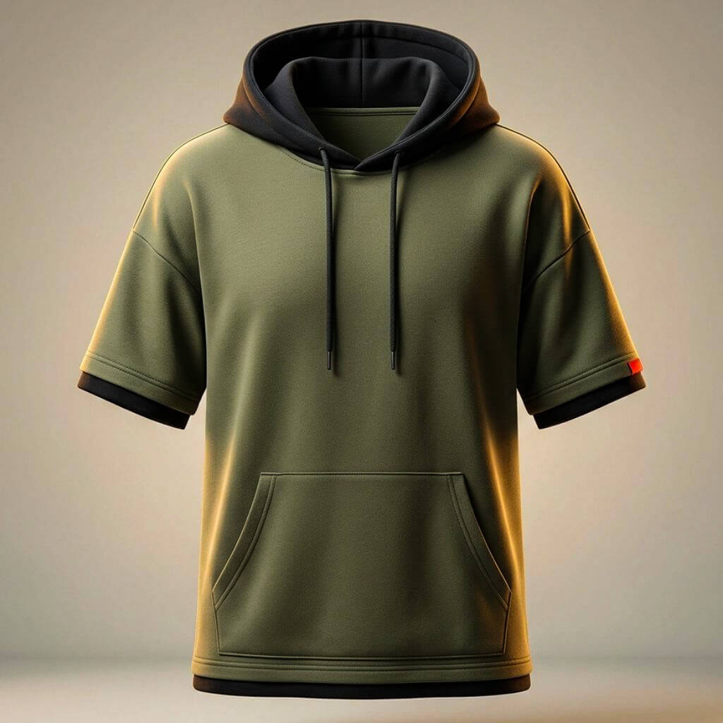 Men’s Cotton Hooded T-Shirt – Relaxed Oversized Streetwear Fit