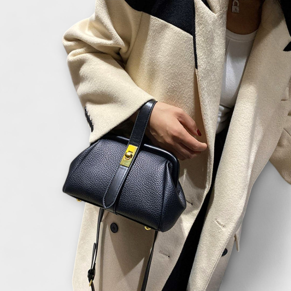 Women's Mini Shoulder Bag – Top Handle & Twist Lock Closure