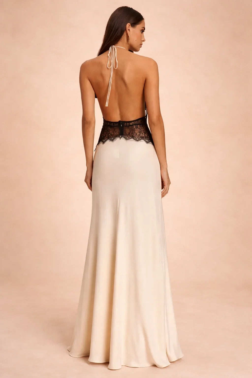Women's Long Satin Dress – Seamless Halter with High Slit