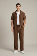 Men's Two-Piece Set – Textured Shirt and Drawstring Pants