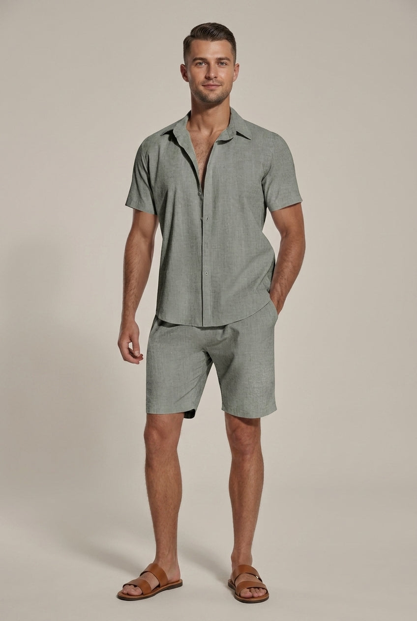 Men's Linen Set Shirt and Shorts – Relaxed Fit