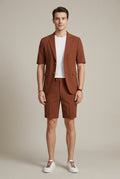 Men's Short Sleeve Blazer Set – Structured Woven Jacket and Shorts Duo