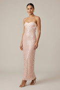 Women's Long Sequin Dress – Strapless Heart-Shaped Bustier