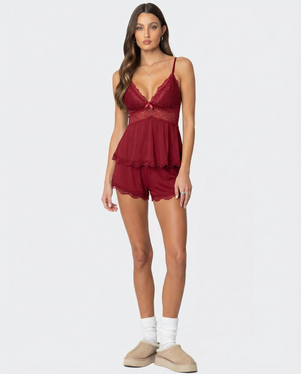 Women's Lace Camisole and Shorts Set – Comfort and Elegance