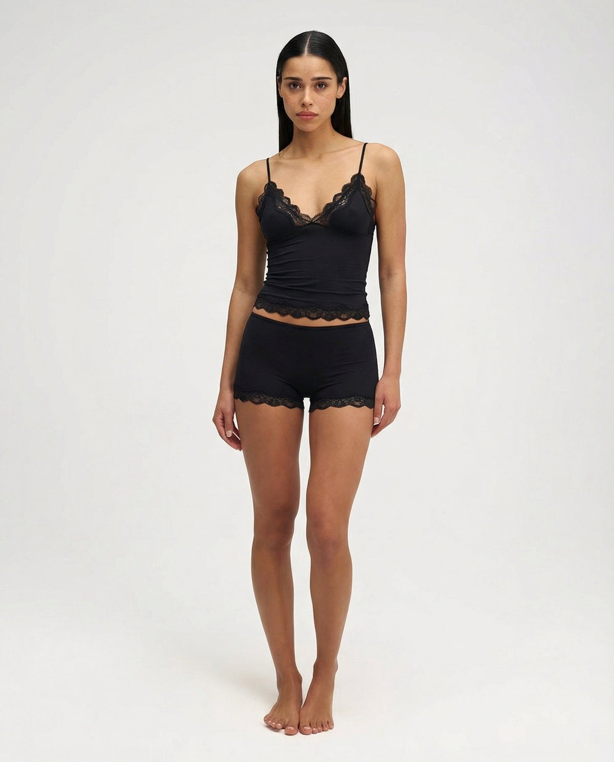 Women's Lace Nightdress Set – Satin Camisole & Shorts