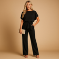 Women's Elegant High-Waist Jumpsuit – Fluid Straight Leg Defined Waist