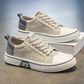 Men's Canvas Sneakers – Textured Finish, Contrasting Panel, Low Design