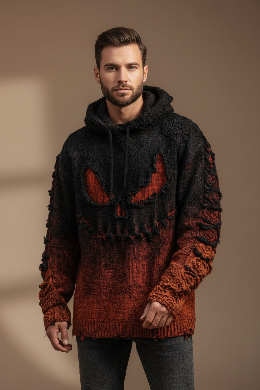 Men's 3D Halloween Sweater – Loose Fit Printed Effect