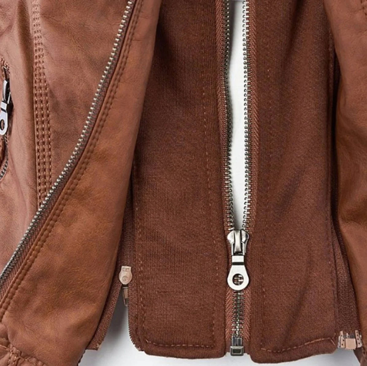 Women's Vegan Motorcycle Jacket - Fitted design with removable hood