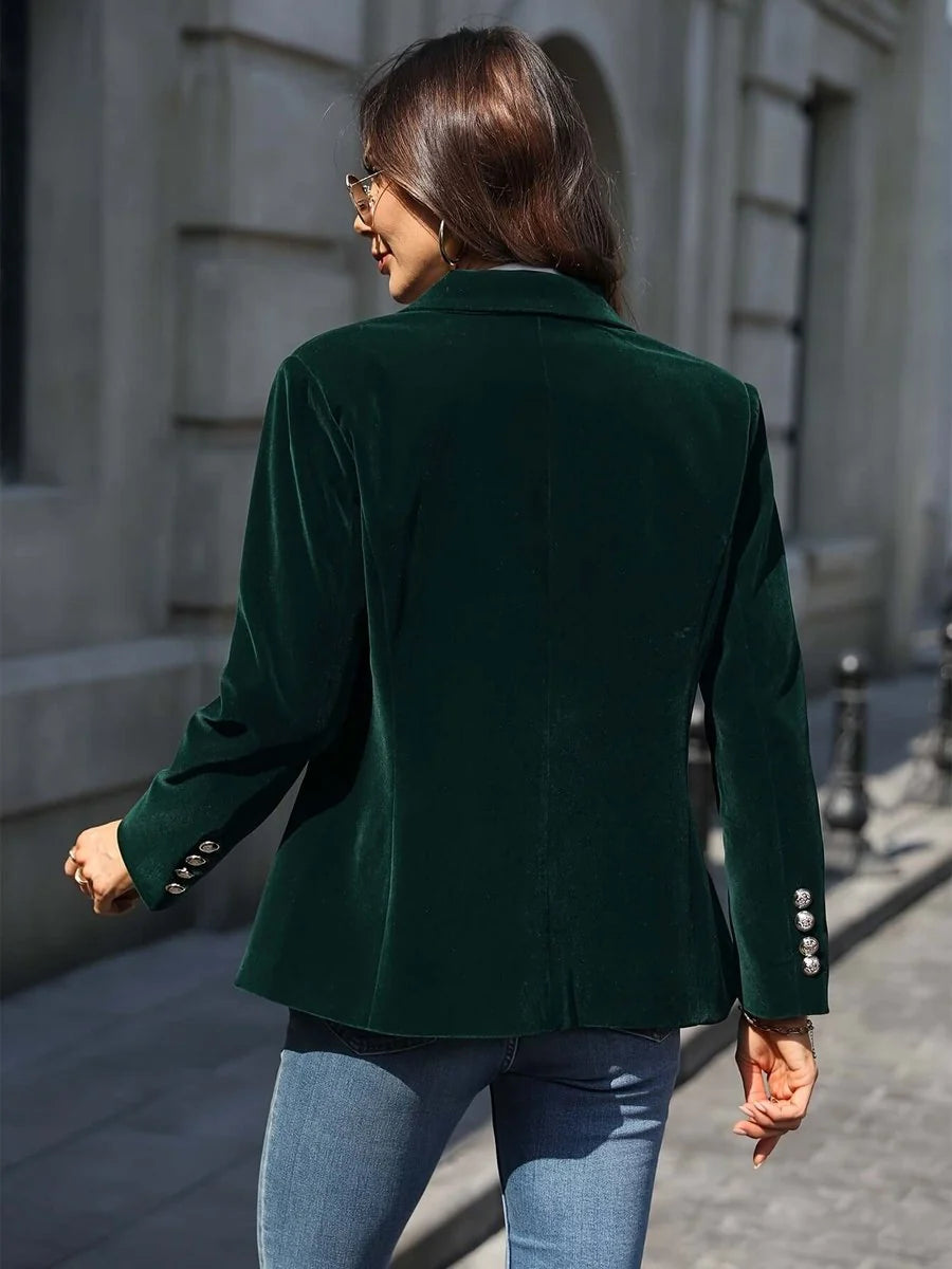 Women's Velvet-Effect Blazer - Elegant slim fit