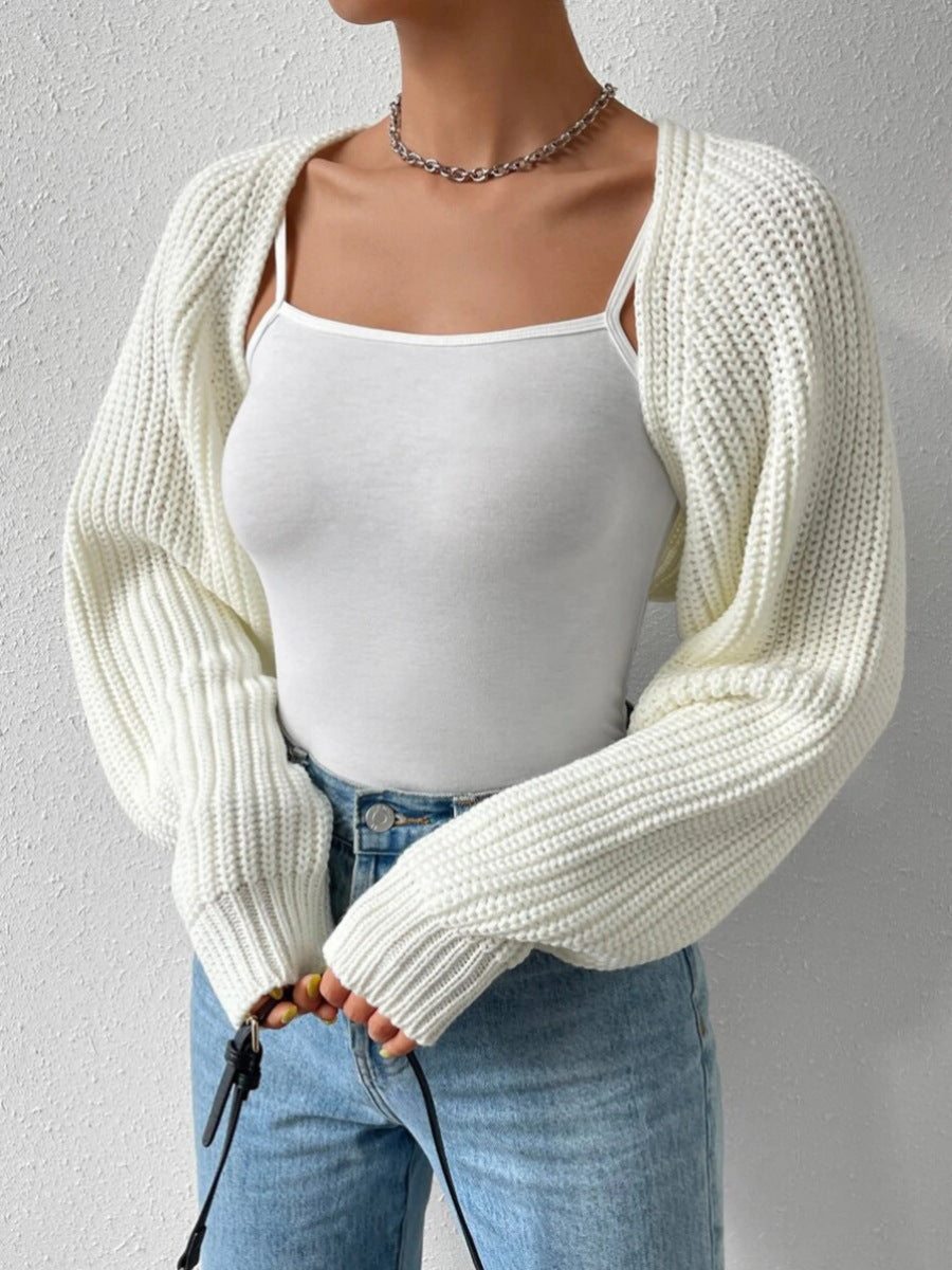 Women's Wool-Blend Sweater – Cropped Fit with Balloon Sleeves