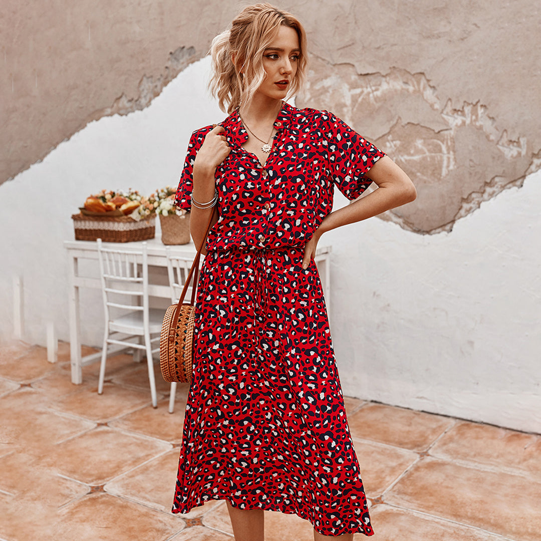 Women's Midi Dress Short Sleeves – Casual Fit Vacation