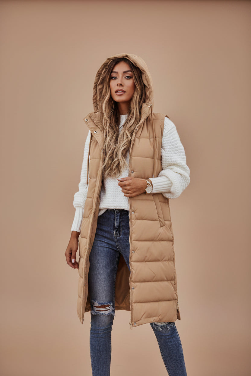 Women's Sleeveless Padded Coat – Long Fit