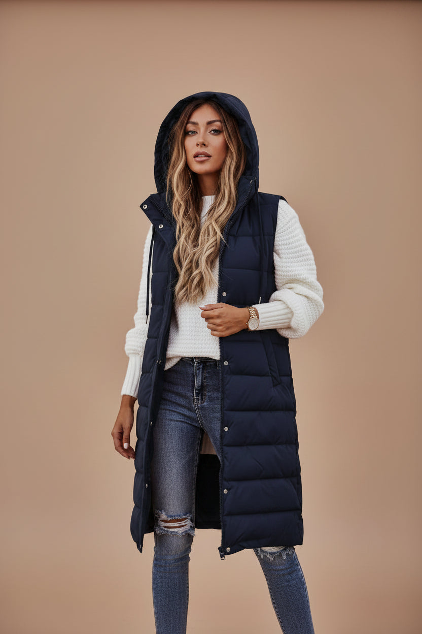 Women's Sleeveless Padded Coat – Long Fit