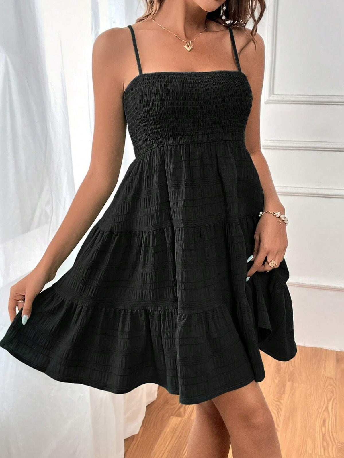 Textured Short Women's Dress – Relaxed Flowing Fit