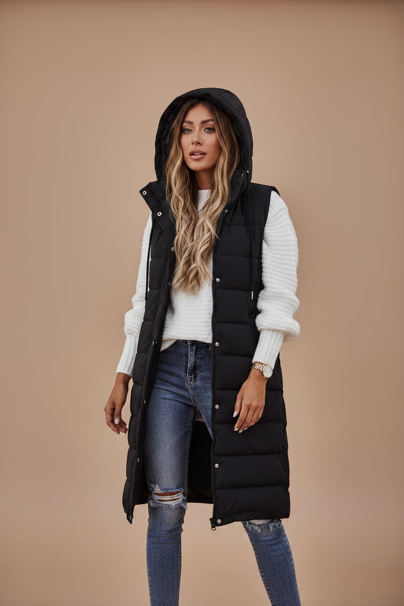 Women's Sleeveless Padded Coat – Long Fit