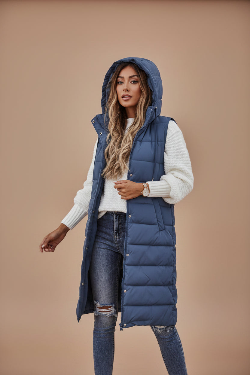 Women's Sleeveless Padded Coat – Long Fit