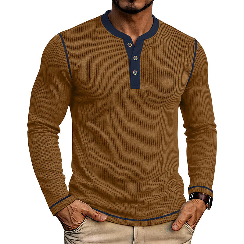 Men's Lightweight Knitwear Henley – Long-Sleeved Shirt