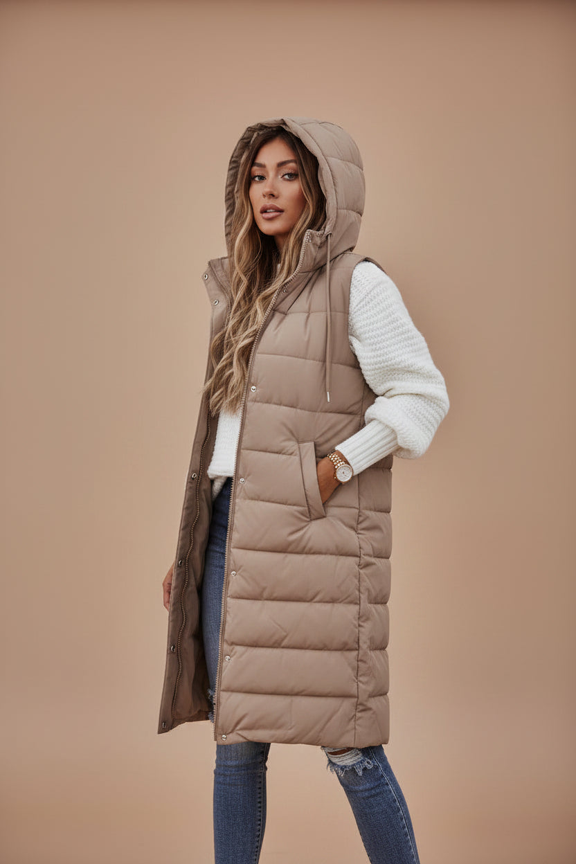 Women's Sleeveless Padded Coat – Long Fit