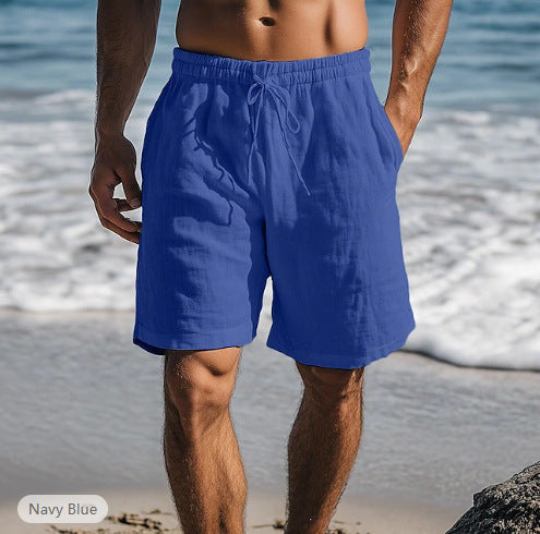 Men's Short Linen Cotton – Elastic Waist Straight Cut