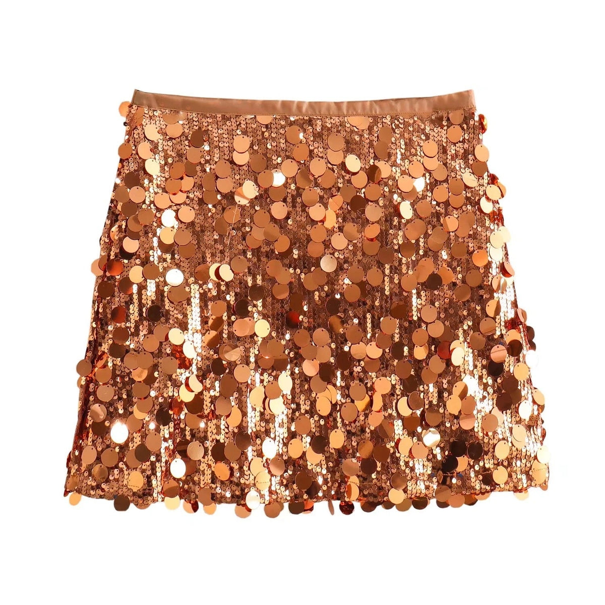 Women's Mini Sequin Skirt – Sheath Silhouette, Shiny Effect