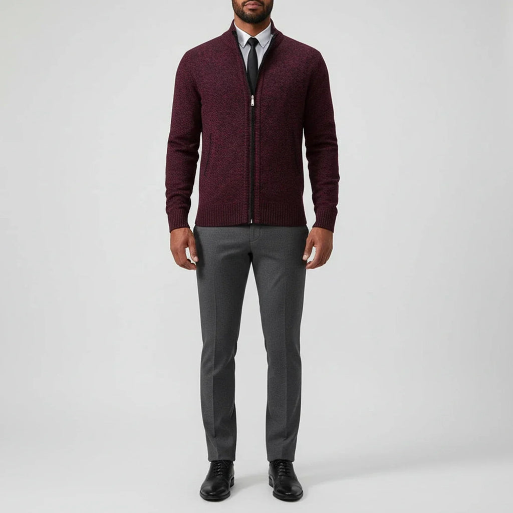 Men's Cotton Cardigan – Stand Collar, Relaxed Fit