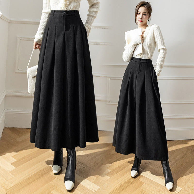 Women's Long Pleated Skirt – High Waist, Flared Fit