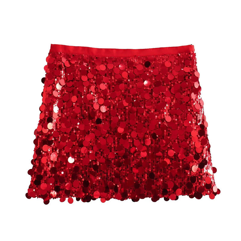 Women's Mini Sequin Skirt – Sheath Silhouette, Shiny Effect