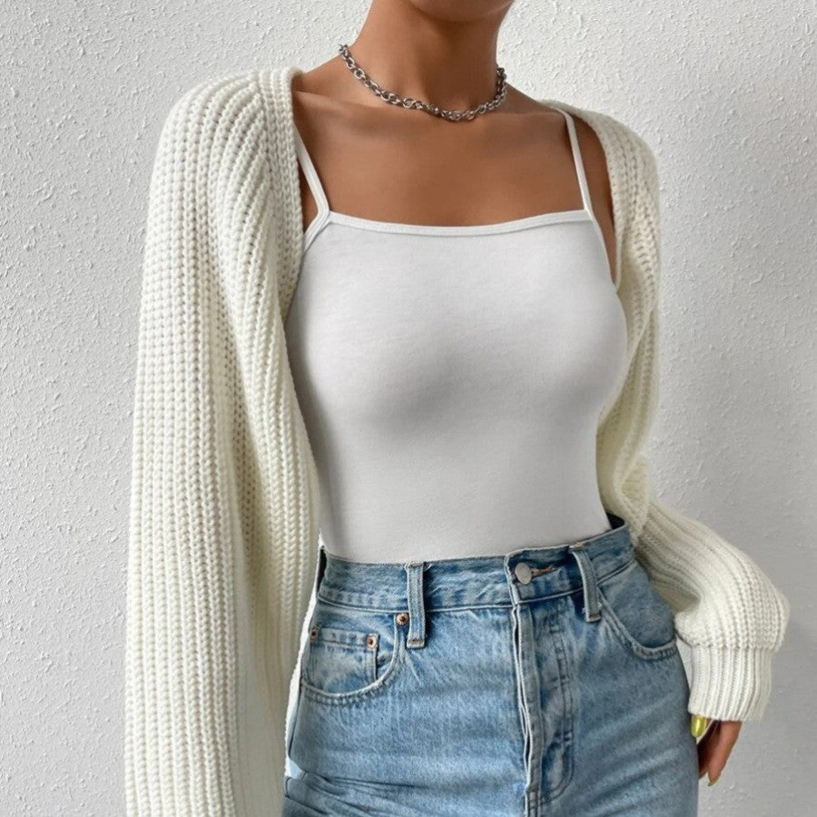 Women's Wool-Blend Sweater – Cropped Fit with Balloon Sleeves