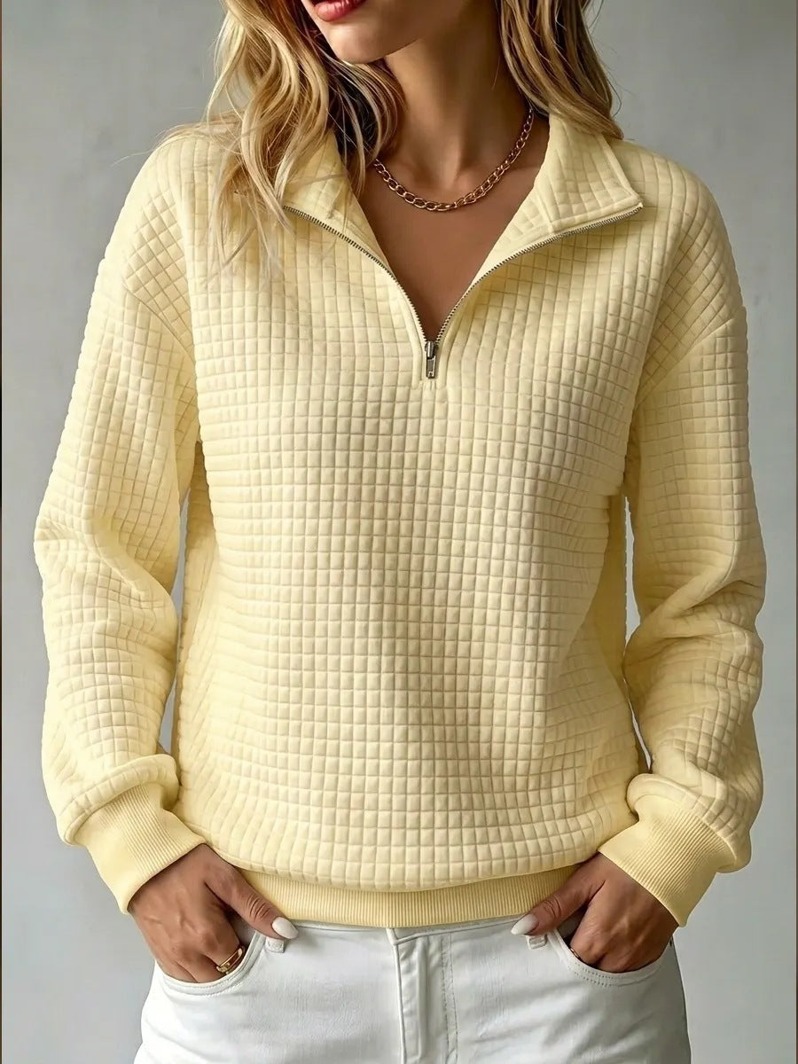 Women's Zip-Up High-Neck Sweatshirt – Honeycomb Finish